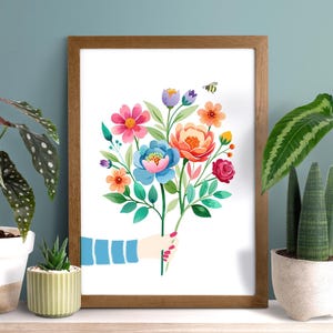 Karte "bunter Blumenstrauß" mit Biene | A6