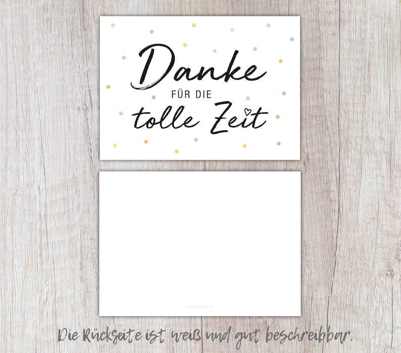 Karte Danke Danke für die tolle Zeit mit Etsy.de