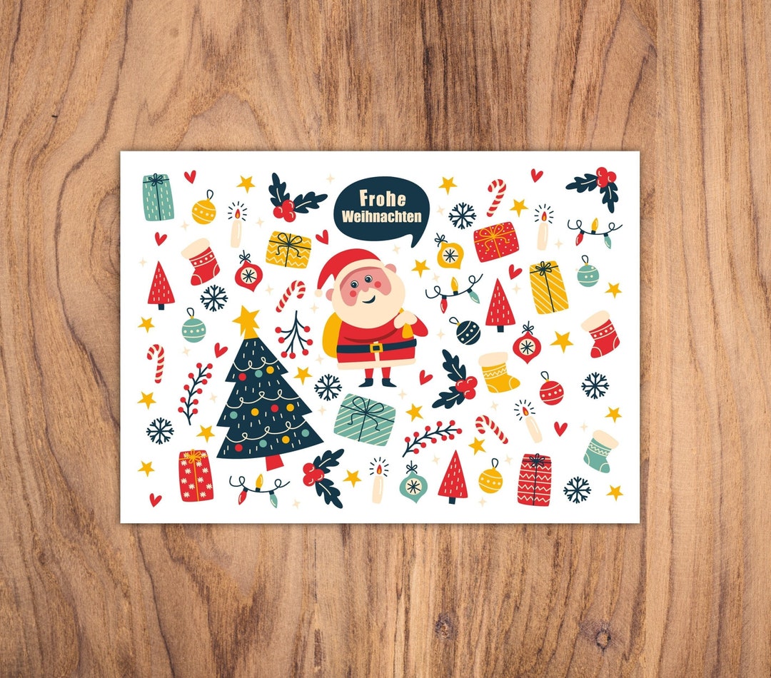 Karte Frohe Weihnachten Comic A6 Etsy.de