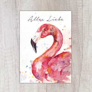 Karte Flamingo "Alles Liebe", A6