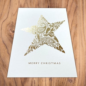 Karte "Merry Christmas" mit goldenem Stern, Goldfolie, A6