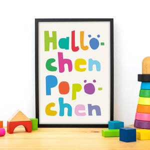 Karte "Hallöchen Popöchen" bunt | A6 | moderne Spruchkarte | lustige Postkarte | Hallo sagen | Einfach so Grußkarte als Geschenk