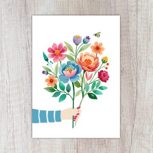 Karte "bunter Blumenstrauß" mit Biene | A6
