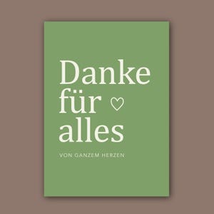Karte "Danke für alles von ganzem Herzen" grün mit Herz | A6 | Dankeskarte | Danksagung | Danke sagen | Dankegeschenk