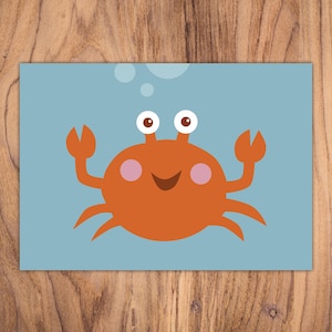 Karte "Krebs", maritim | A6 | Illustration Kinder | Tier-Zeichnung Natur | Kunstkarte | Baby Geschenk