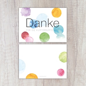 Druckvorlage Danke Fur Die Kunterbunte Zeit Vorlage