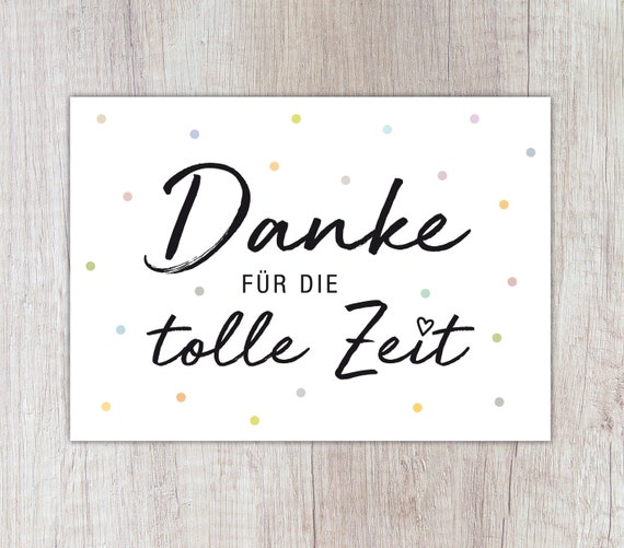 Karte Danke Danke für die tolle Zeit mit Etsy