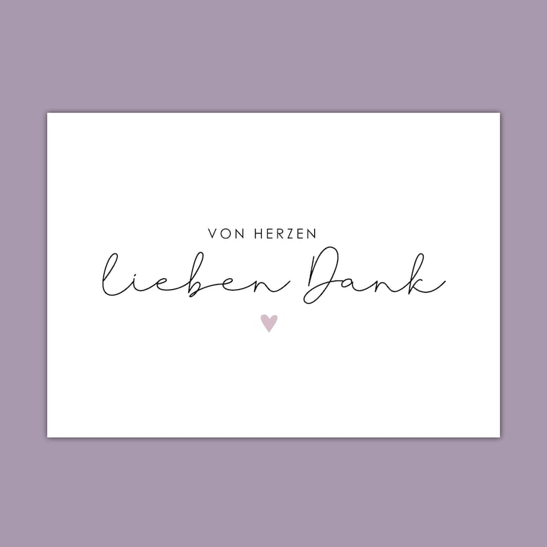 Danke Karte VON HERZEN lieben Dank | A6 | Karte Danke | Dankeskarte