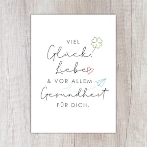 Karte "Viel Glück, Liebe & vor allem Gesundheit für dich", A6