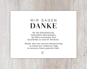 Karte "Wir sagen Danke", Hochzeit, A6