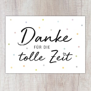 Karte "Danke für die tolle Zeit" | A6 | Dankeskarte | Danksagung | Danke sagen | Dankegeschenk