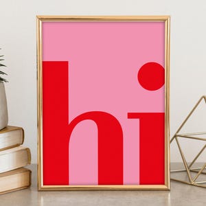 Karte "hi" pink, rot | A6