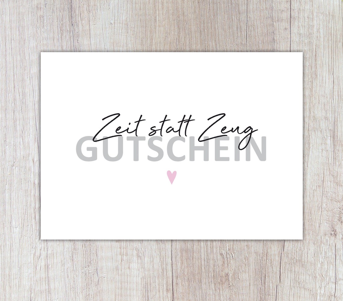 Karte Zeit statt Zeug Gutschein A6 Etsy.de