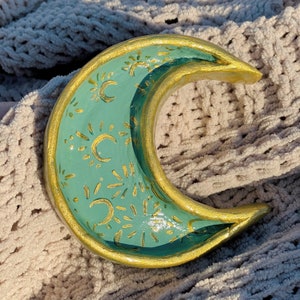 Crescent moon ring dish | jewelry dish | clay ring dish| Trinket dish