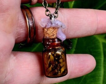 Mini Spell Jar Necklace, Lavender, Anti-Stress, Anti-Anxiety, Spell Jars, Spell Jar Necklace, Spell Necklace, Self- Love, Relaxation