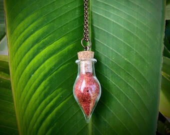 Dragon&#39;s Blood Necklace, Spell Bottle, Spell Jar Necklace, Resin, Protection Spell, Witchy Jewelry, Herbs and Resins, Necklace Vial