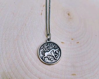Zodiac, Taurus Necklace, Taurus Jewelry, Taurus Pendant, Taurus Gifts, Astrology Necklace, Astrology Pendant, Taurus