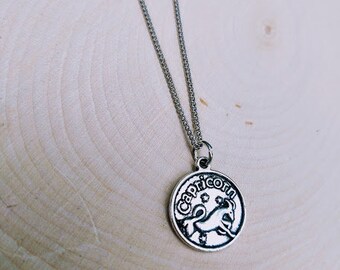 Pendentif Médaille Capricorne En Argent Sterling - Bijou Signe Du Zodiaque