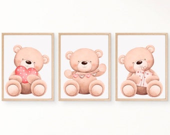 Adorable Teddy Bear Digital Print, Cute Nursery Print, Love Teddy Bear, Baby Room Decor, Nursery Teddy Bear Print, Gender Neutral Wall Print