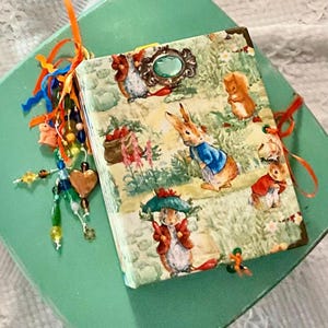 Bunny Rabbit Handmade Junk Journal, Vintage Children’s Books, Peter Rabbit, Gift for Her, Diary, Scrapbook, Keepsake, Creative Journaling