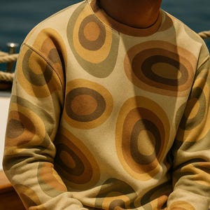 Retro 70s Geometric Sweater: Unisex Earth Tone Knit Pullover
