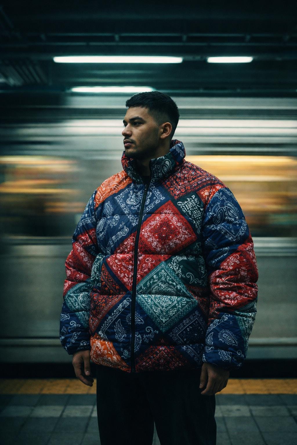 Bandana Puffer Jacket Men - Etsy