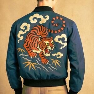 Luxury Silk & Velvet Tiger Bomber Jacket | Unisex Streetwear Coat | Soft Satin Feel | High-End Outerwear