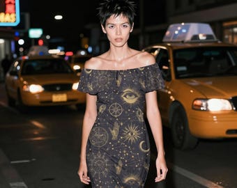 sun and moon off the shoulder dress Celestial Sun Dress
