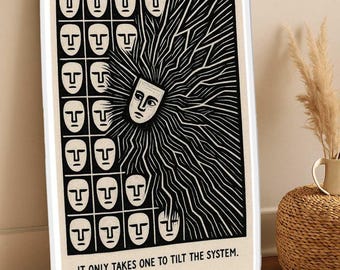 Political Protest Poster – Activist Art Social Change Print – Resistance Illustration
