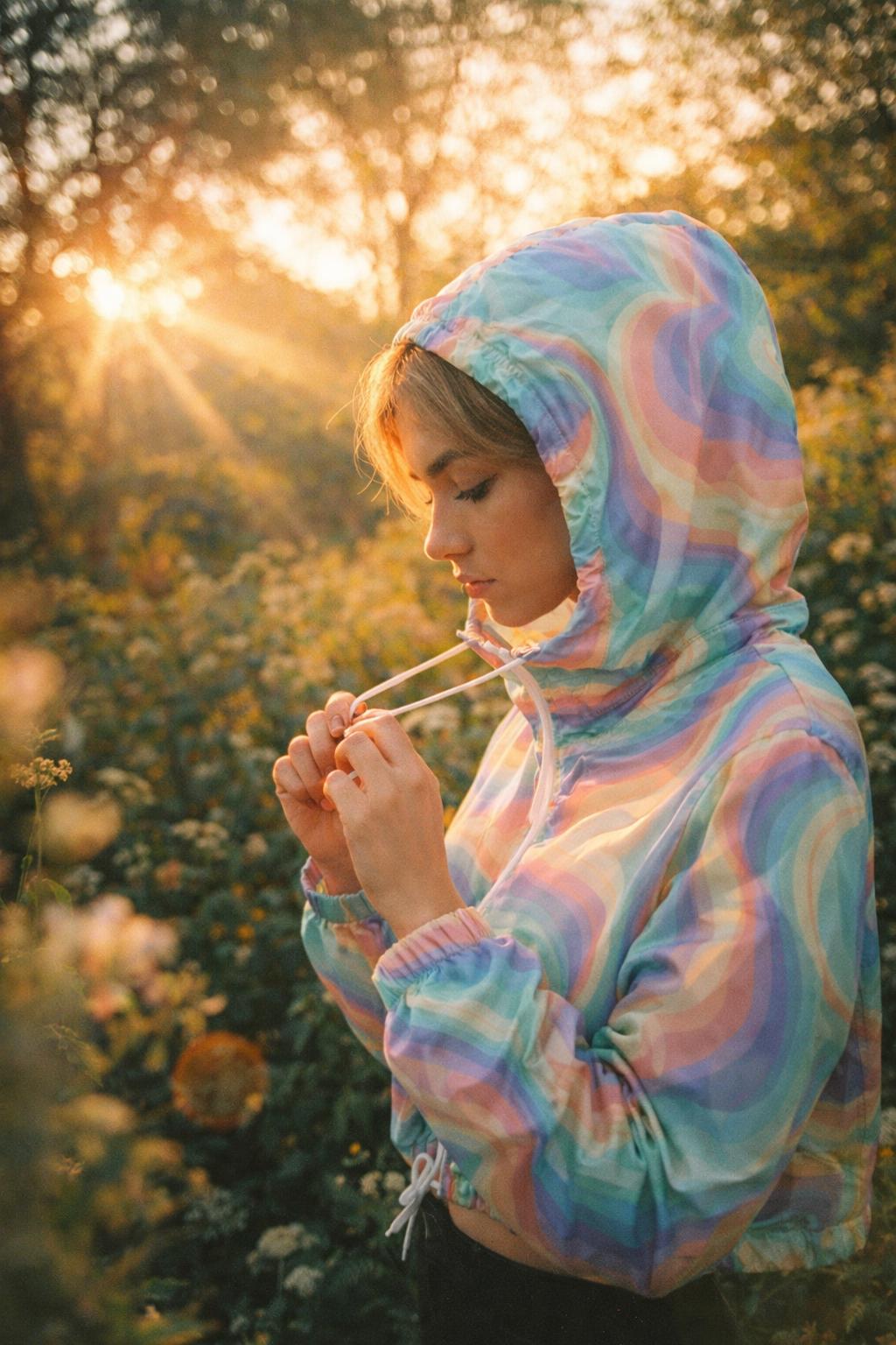 Iridescent Pastel Goth Windbreaker Cotton Candy Music Festival Outfit Pink Bubblegum Mermaid Core