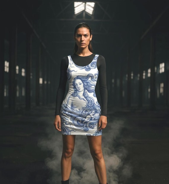 Birth of Venus Bodycon Dress | Blue Porcelain Renaissance Art Print | Coquette Mini Sundress | Academia - Etsy New Zealand Birth of Venus Bodycon Dress | Blue Porcelain Renaissance Art Print | Coquette Mini Sundress | Academia - Etsy New Zealand