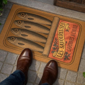 Funny Fish Coir Doormat: Nautical Beach House Welcome Mat