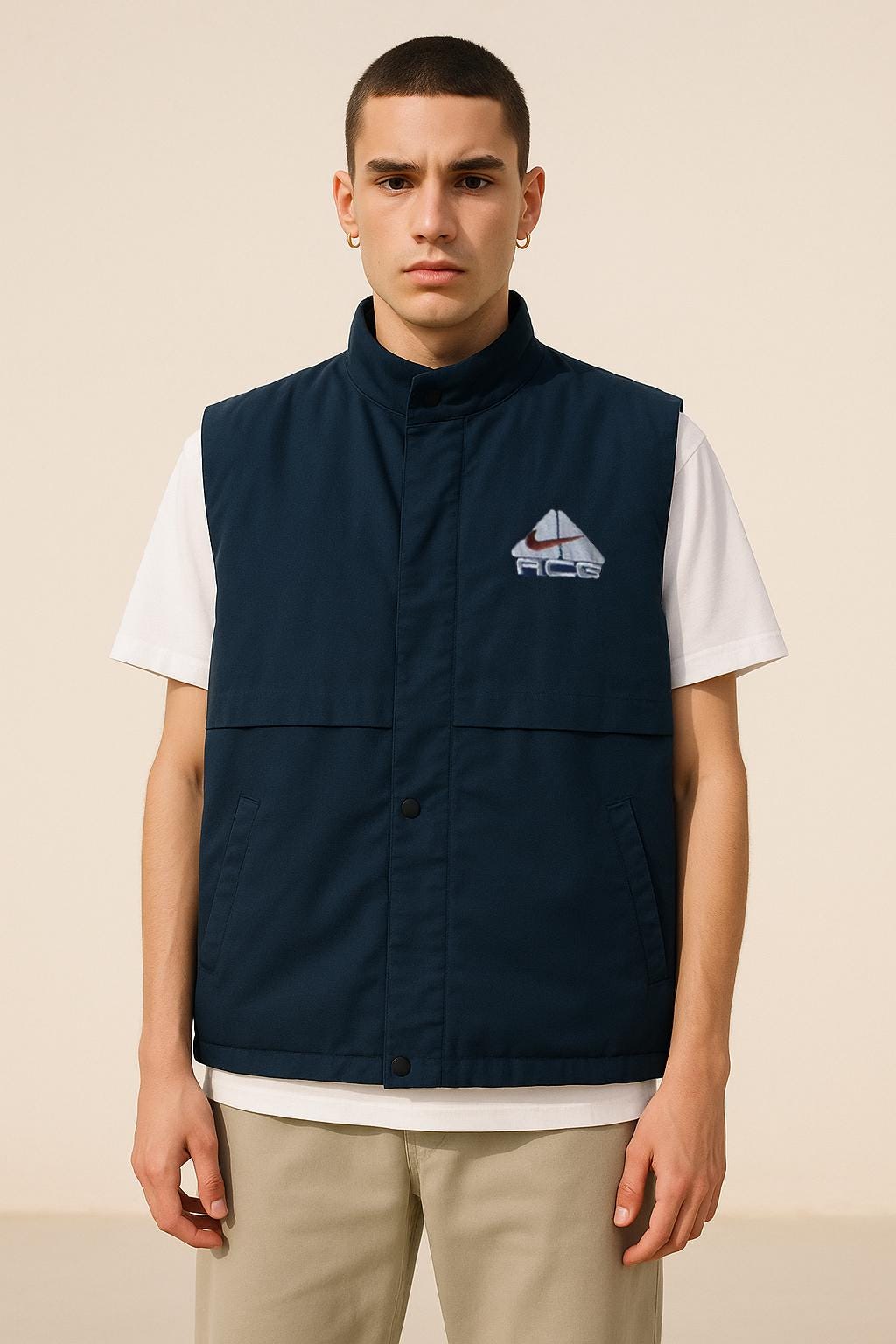 Vintage Nike ACG Utility Vest – Men's XL Navy Blue Zip-up