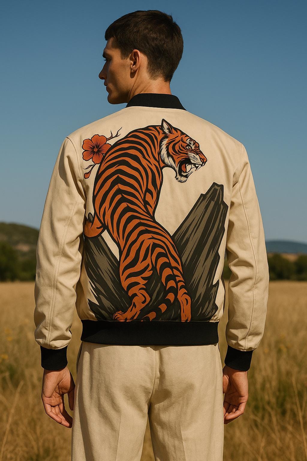 Tiger Back Bomber Jacket | Japanese Tattoo Print Streetwear | Unisex Lightweight Graphic Jacket FW25