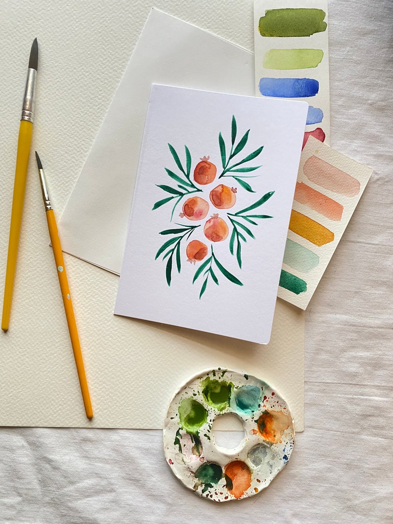 Fruit watercolor card hand painted elegant card image 1