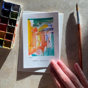 Cartão de feliz aniversário/Cartão de aniversário divertido/Cartão de aniversário em aquarela