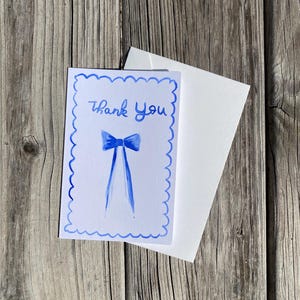 Dankeschön|Niedliche Dankeskarte|Elegantes Schleifendesign|Hochzeit Danke| Handgemaltes Aquarell