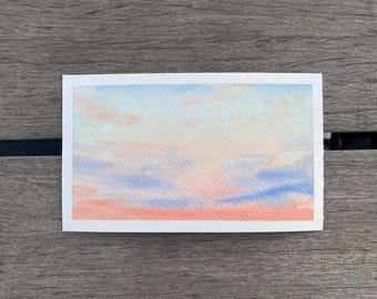 Custom Watercolor Sunset Painting, Hand-Painted Sky Art