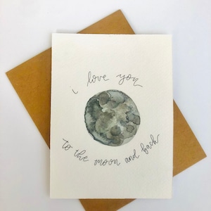 Ik hou van je tot de maan en terug-kaart, liefdeskaart, verjaardagskaart, jubileumkaart, liefdeskaart, geïllustreerde kaart, vriendschapskaart, parenkaart