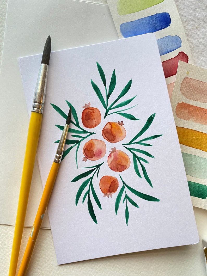 Fruit watercolor card hand painted elegant card image 4