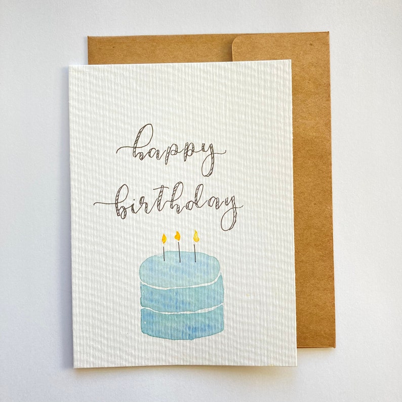 Hand-painted Watercolor Birthday Card With Matching Envelope - Etsy