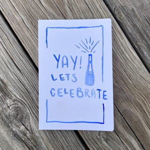 Elegante biglietto di auguri per brindisi con champagne blu francese / Festeggia con stile / Biglietto di auguri sofisticato per occasioni speciali