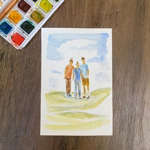 Custom Watercolor Portrait: Hand-Painted Family, Couples, Pets