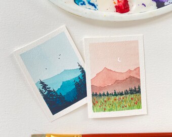 Watercolor Polaroid Drawing Polaroid Painting Paper Small