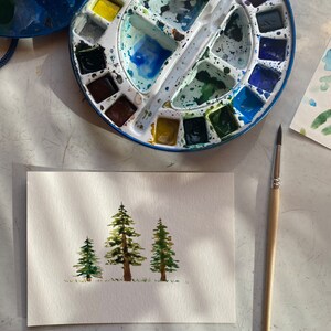 Handmade Watercolor Pine Tree Card Set: Adirondack Landscape - Etsy