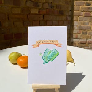 Love You Dad Pickleball Card – handgeschilderde aquarel Vaderdagkaart – grappige Pickleball-groet voor papa – Sports Dad Card