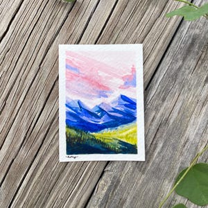 Miniature Landscape Painting/Miniature Watercolor art| Beautiful Mountain Painting/Tiny art/small painting