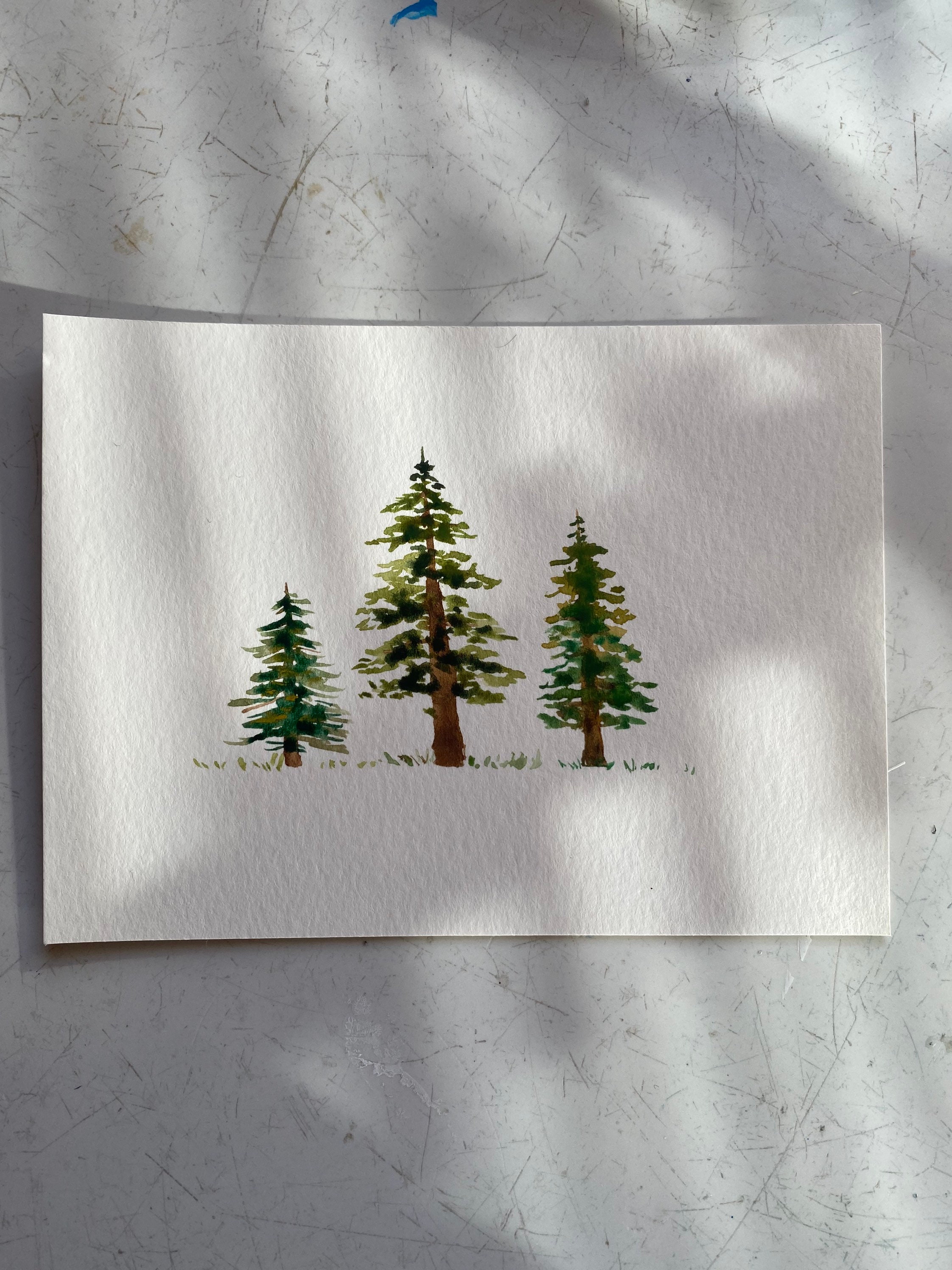 Handmade Watercolor Pine Tree Card Set: Adirondack Landscape - Etsy