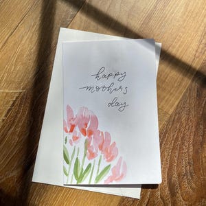 Aquarel kaart tulpenboeket Moederdag