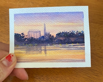 Peinture de paysage personnalisée à l'aquarelle : souvenir de voyage personnalisé